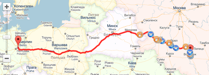 Проложить маршрут между городами онлайн